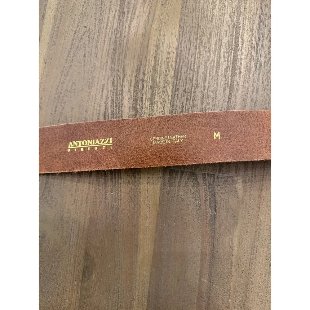 Antoniazzi Firenze Tan‎ Leather Studded Cutout Belt Made in Italy Womens Medium